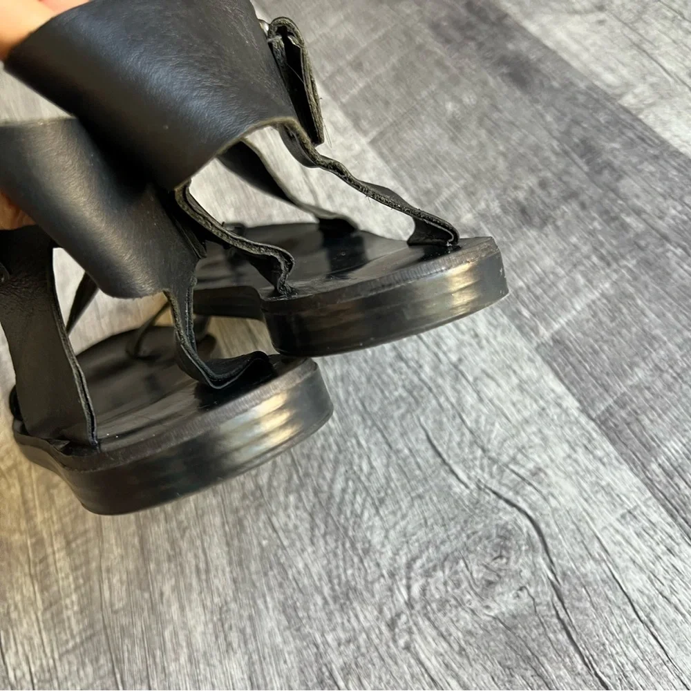 Steve Madden Alyza Black Leather Ankle Strap Sandals Italy Women’s Size 38 - Picture 5 of 8